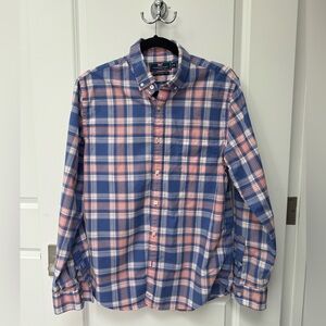 Vineyard Vines Blue and Pink Checkered Slim Fit Murray Shirt